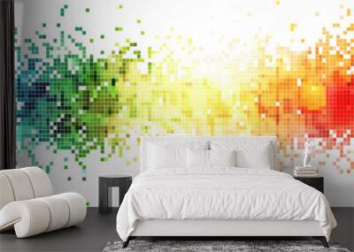 rainbow colored digital pixel art, modern design, isolated on white or transparent png Wall mural