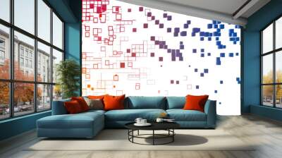 red and blue colorful digital pixel art, modern design, isolated on white or transparent png Wall mural