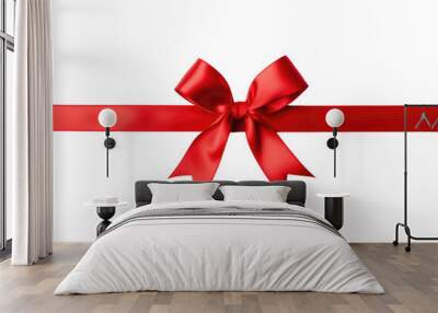 red ribbon bow isolated transparent png Wall mural