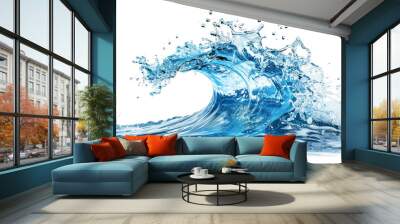 splashing blue water isolated on white or transparent png Wall mural