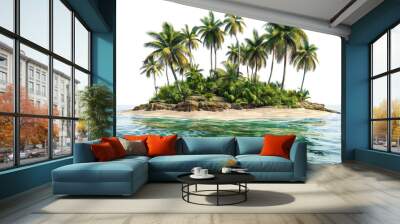 Lush tropical island paradise with dense foliage isolated on transparent background png Wall mural