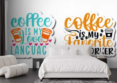 Minimalist Coffee Calligraphic Lettering, Invitation Bundle Vector Illustration for Logo, Poster, Magazine Wall mural