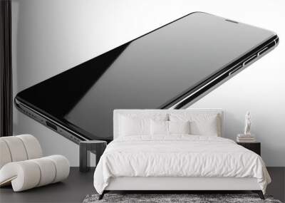 Modern smartphone with black screen and sleek design isolated on transparent background Wall mural