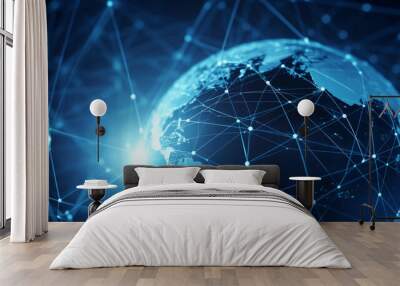 Network connection across the globe Wall mural