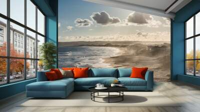 Keurboomstrand Beach in Late Afternoon Light and Ocean Mist, South Africa Wall mural