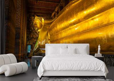 The Reclining Buddha, Wat Pho, Bangkok, Thailand Wall mural