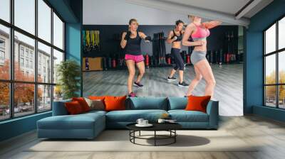 Women in a boxing class training punch Wall mural