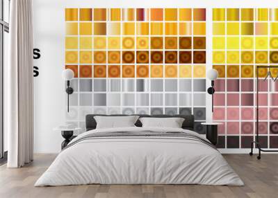 200 radial and linear full color gradients with gold, silver, coper, metal, aluminium style. Vector fully editable gradients collection for any vector software. Colorful set of gradients palette Wall mural