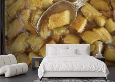 Stewed Rhubarb or Rhubarb baked with sugar and it's own natural juices Wall mural