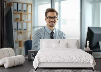 Professional Person working at a desk Wall mural