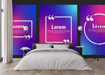 Quote frames blank templates set. Text in brackets, citation empty speech bubbles, quote bubbles. Textbox isolated on color background. Vector illustration.  Wall mural