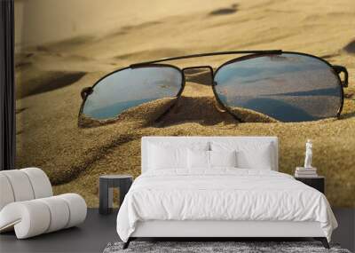 sunglasses on the sand in the summer Wall mural