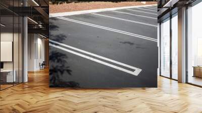 Several empty parking stalls with white painted markings Wall mural