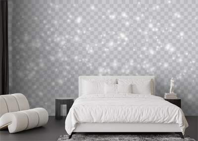 Shimmering Dust. Bokeh Lights. Festive Designs.White png dust light. Bokeh light lights effect background. Christmas background of shining dust. Christmas glowing light confetti and spark overlay Wall mural