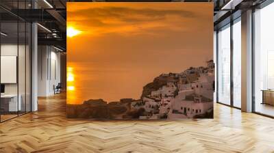 sunset over the town of Santorini Greece Wall mural