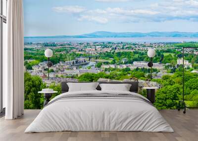 The cityscape of Lancaster, with Morecambe Bay viewed from the Ashton Memorial in Williamson Park. Wall mural