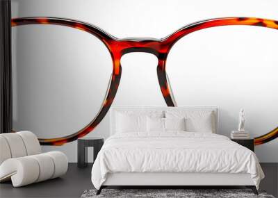 Tortoiseshell patterned eyeglasses isolated on transparent background Wall mural