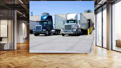 trucks at dock Wall mural