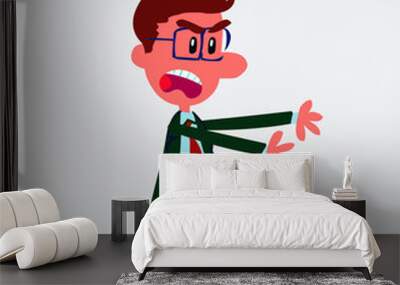 Very angry businessman pointing at something in isolated vector illustration Wall mural