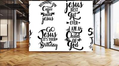 Vibrant Christian Invitation, Calligraphic Lettering Set Vector Illustration for T-Shirt Design, Holiday Cards, Greeting Card Wall mural