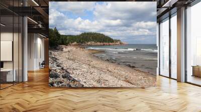 Waves coming into a rocky beach Wall mural