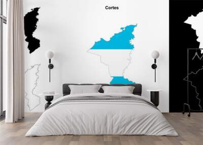 Cortes department outline map set Wall mural