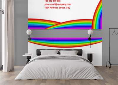 Rainbow curved design business card template set Wall mural