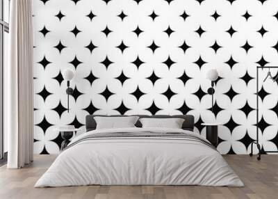 seamless monochrome curved star pattern Wall mural