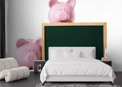 piggy banks with blank blackboard Wall mural