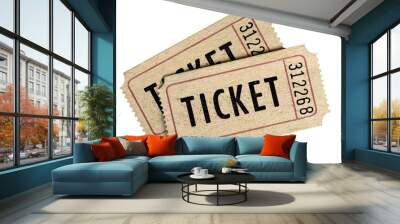 two old movie ticket stubs isolated transparent background photo png file Wall mural