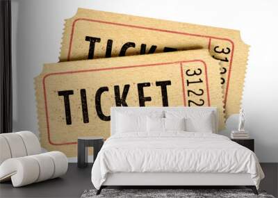 Two old vintage movie tickets isolated transparent background photo PNG file Wall mural