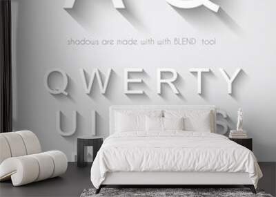 Classic alphabet with modern long shadow effect. Wall mural