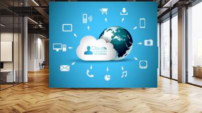 Cloud Computing concept background Wall mural