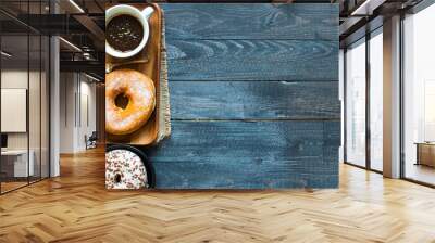 Colorful Donuts breakfast composition with different color styles Wall mural