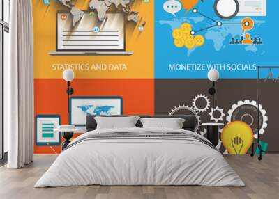 Flat Style Diagram, Infographic and UI Icons Wall mural