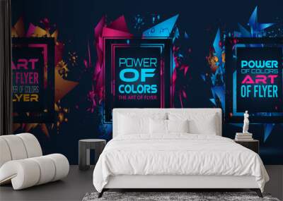 Futuristic Frame Art Design with Abstract shapes and drops of colors Wall mural