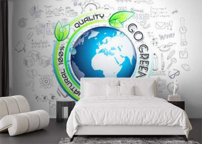 Go Green Conceptual background with hand drawn infographic Wall mural