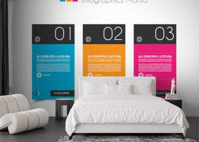 infographic design template with paper tags. Wall mural