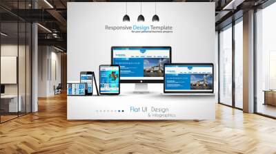 Modern devices mockups fpr your business projects. Wall mural