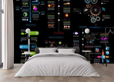 Timeline Infographic design templates Set 2 Black Wall mural