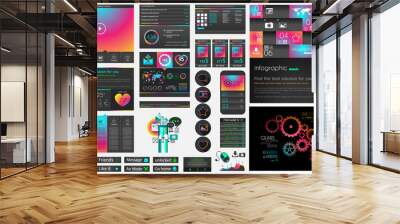 UI flat design web elements and layouts with infographics Wall mural