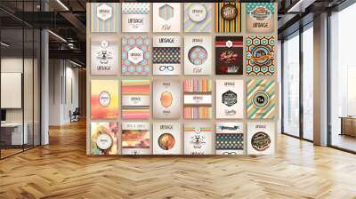 Vintage Styles brochure templates set with Labels Wall mural