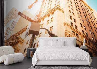 Wall street sign with focus on sign - New york stock exchange Wall mural