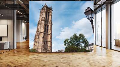 Tour Saint-Jacques tower in the center of Paris, historic landmark and tourist attraction Wall mural