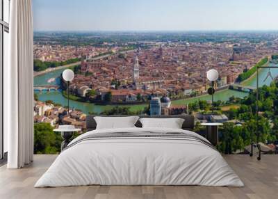 panoramic view of the city verona from drone, veneto, italy Wall mural