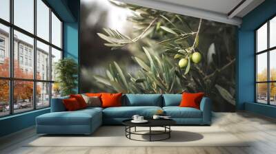 Green olive tree in morocco Wall mural