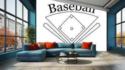 Abstract baseball label Wall mural