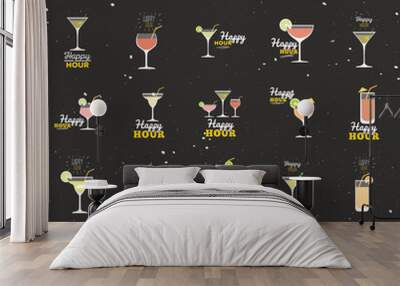 Happy hour labels Wall mural