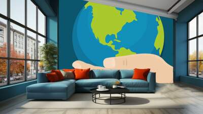 Planet Earth in a hand Earth day Vector illustration Wall mural