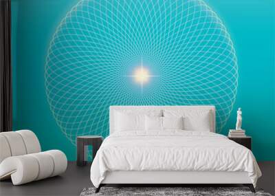 abstract Spiral, virtual waves, blue background Wall mural